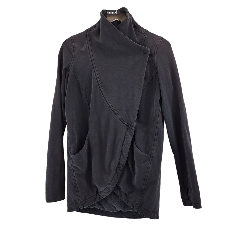Lululemon "That's A Wrap" French Terry Tunic Jacket‎ Size 4 Black Asymmetrical